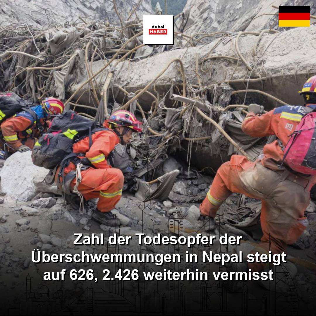 Zahl der Todesopfer der Überschwemmungen in Nepal steigt auf 626, 2.426 weiterhin vermisst