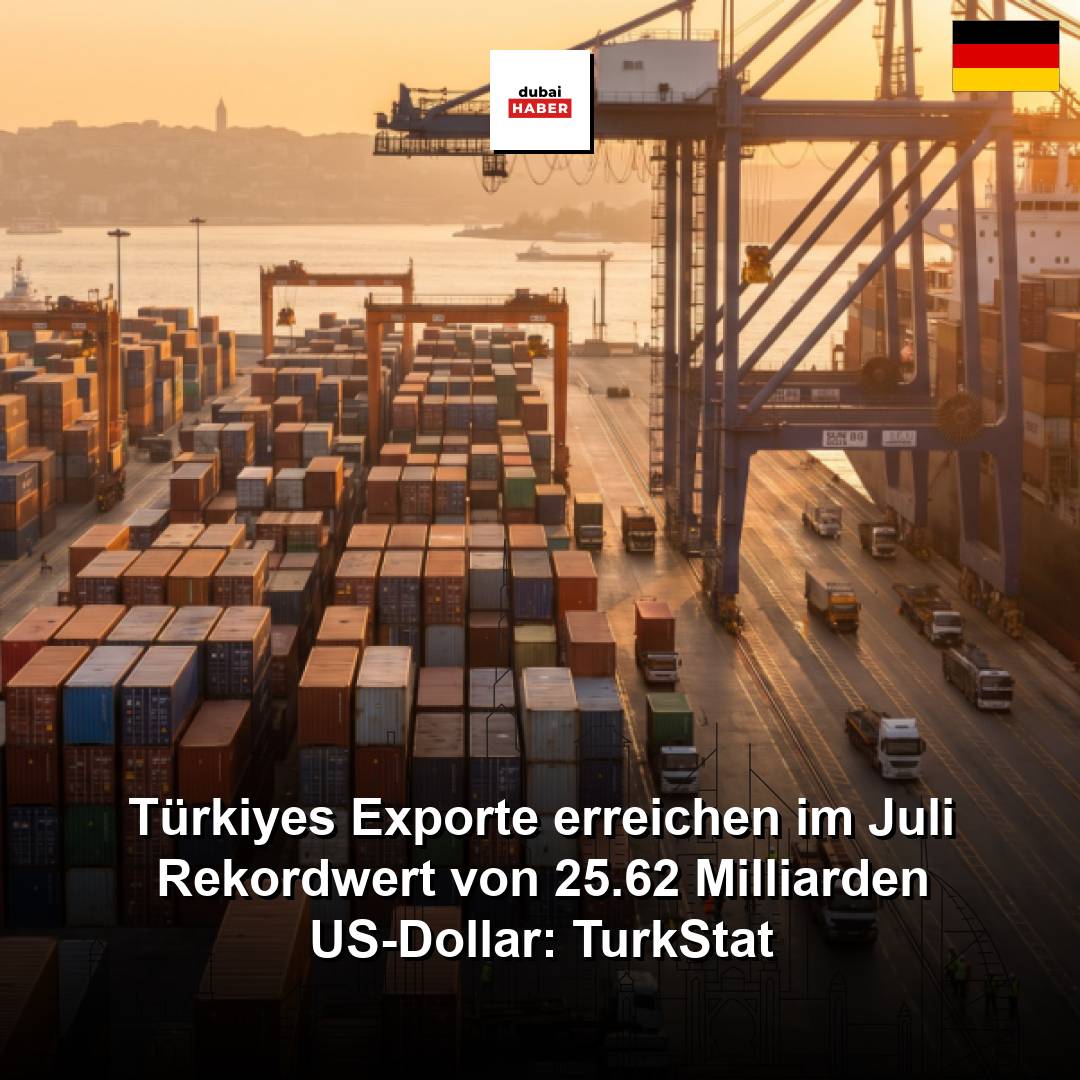 Türkiyes Exporte erreichen im Juli Rekordwert von 25.62 Milliarden US-Dollar: TurkStat