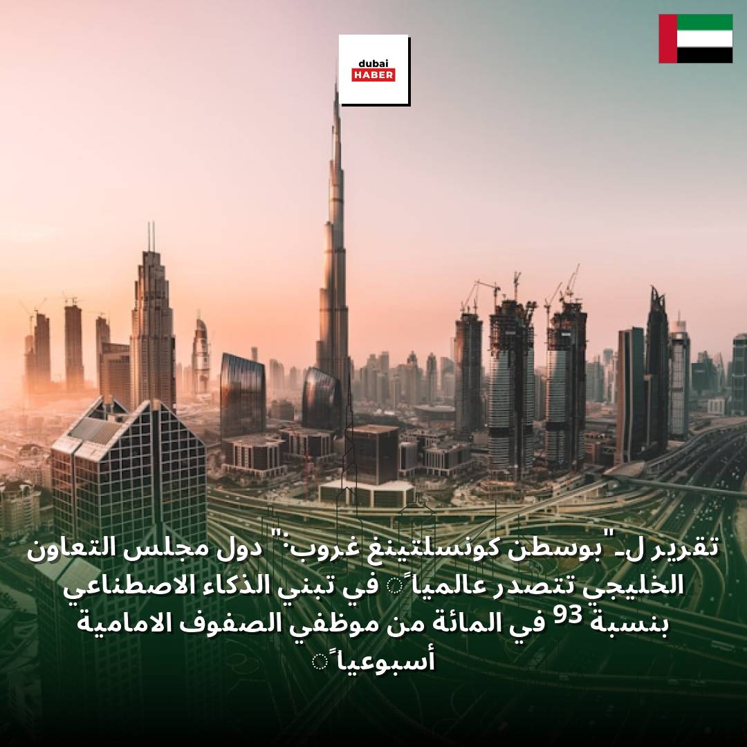 تقرير لـ"بوسطن كونسلتينغ غروب": دول مجلس التعاون الخليجي تتصدر عالمياً في تبني الذكاء الاصطناعي بنسبة 93 في المائة من موظفي الصفوف الأمامية أسبوعياً