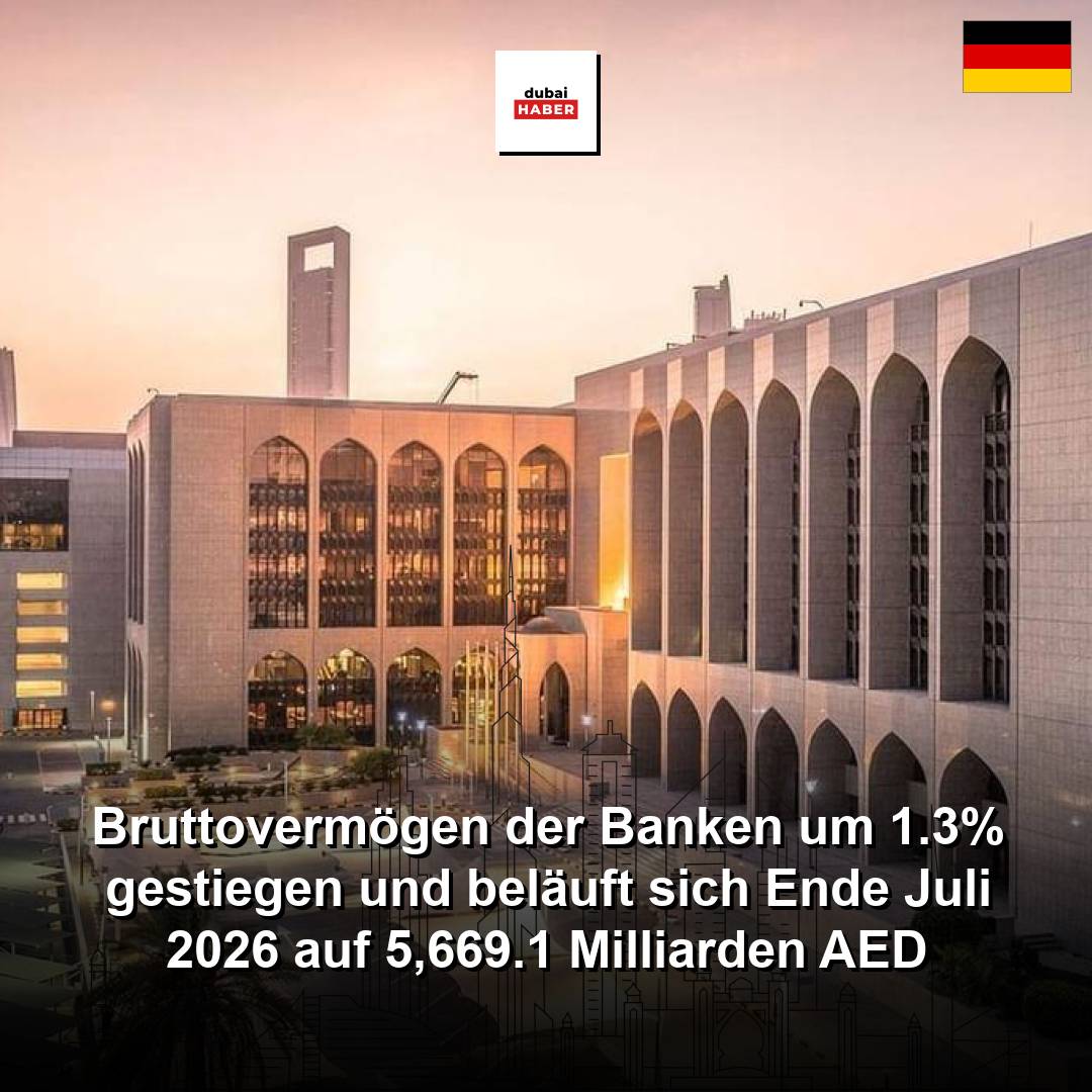 Bruttovermögen der Banken um 1.3% gestiegen und beläuft sich Ende Juli 2026 auf 5,669.1 Milliarden AED