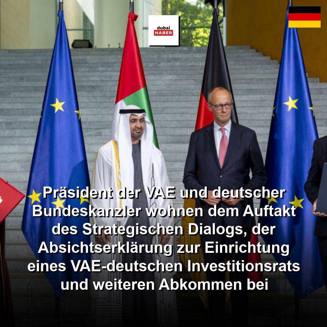 Präsident der VAE und deutscher Bundeskanzler wohnen dem Auftakt des Strategischen Dialogs, der Absichtserklärung zur Einrichtung eines VAE-deutschen Investitionsrats und weiteren Abkommen bei