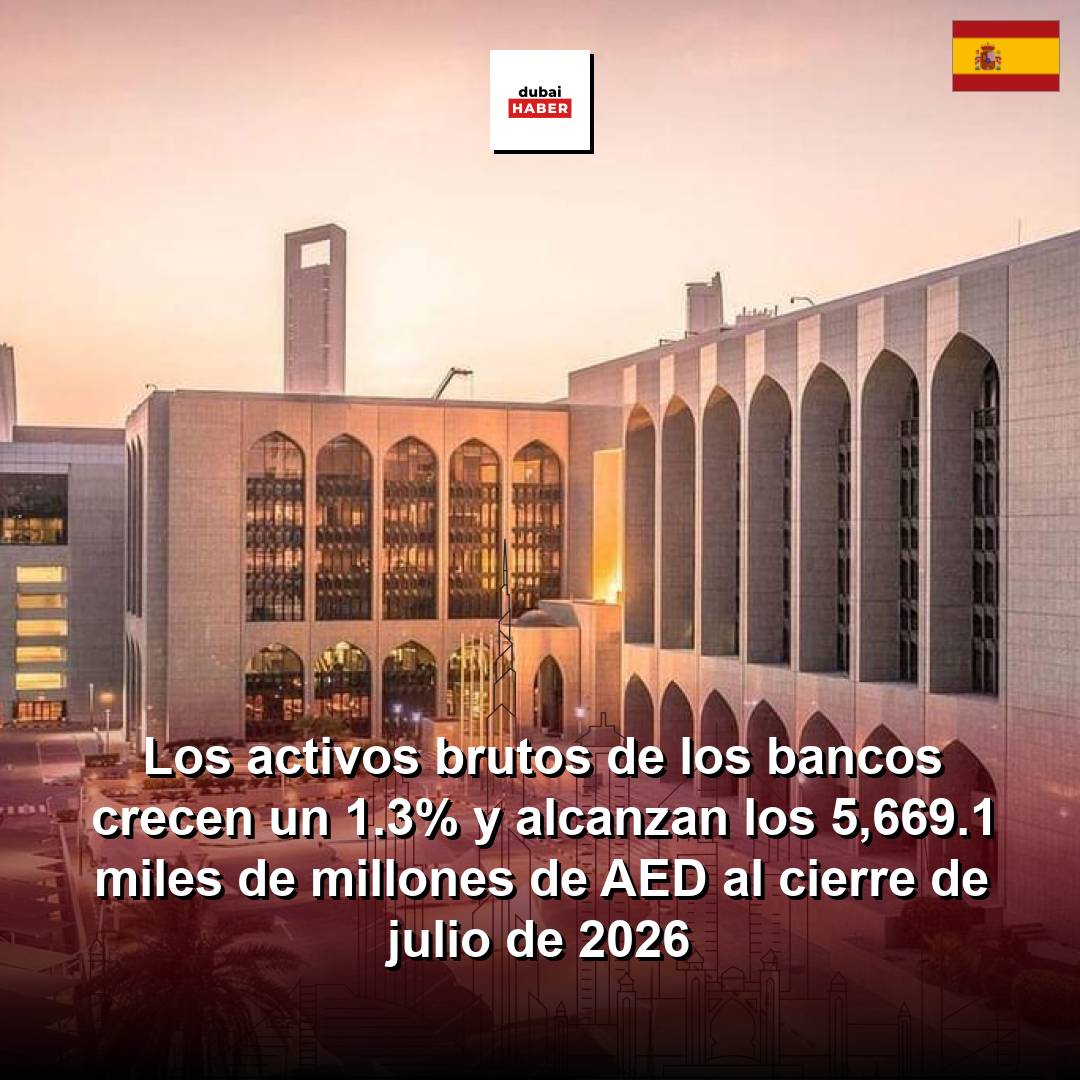 Los activos brutos de los bancos crecen un 1.3% y alcanzan los 5,669.1 miles de millones de AED al cierre de julio de 2026