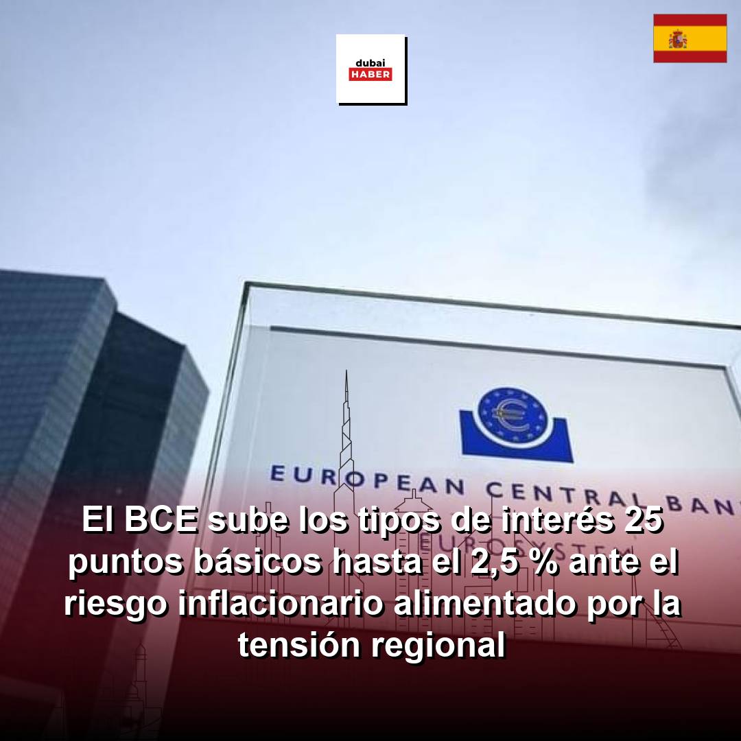 El BCE sube los tipos de interés 25 puntos básicos hasta el 2,5 % ante el riesgo inflacionario alimentado por la tensión regional