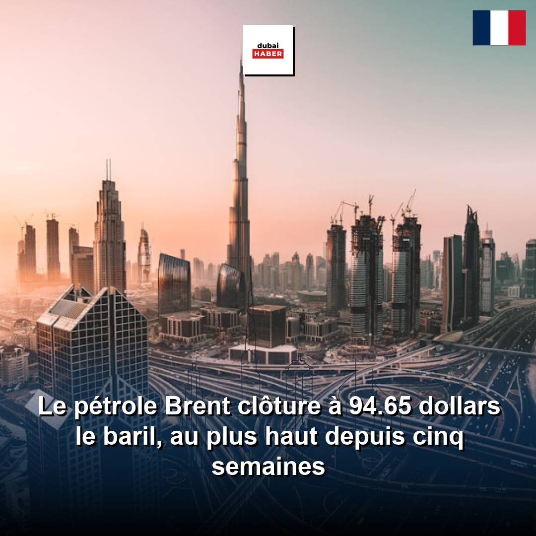 Le pétrole Brent clôture à 94.65 dollars le baril, au plus haut depuis cinq semaines