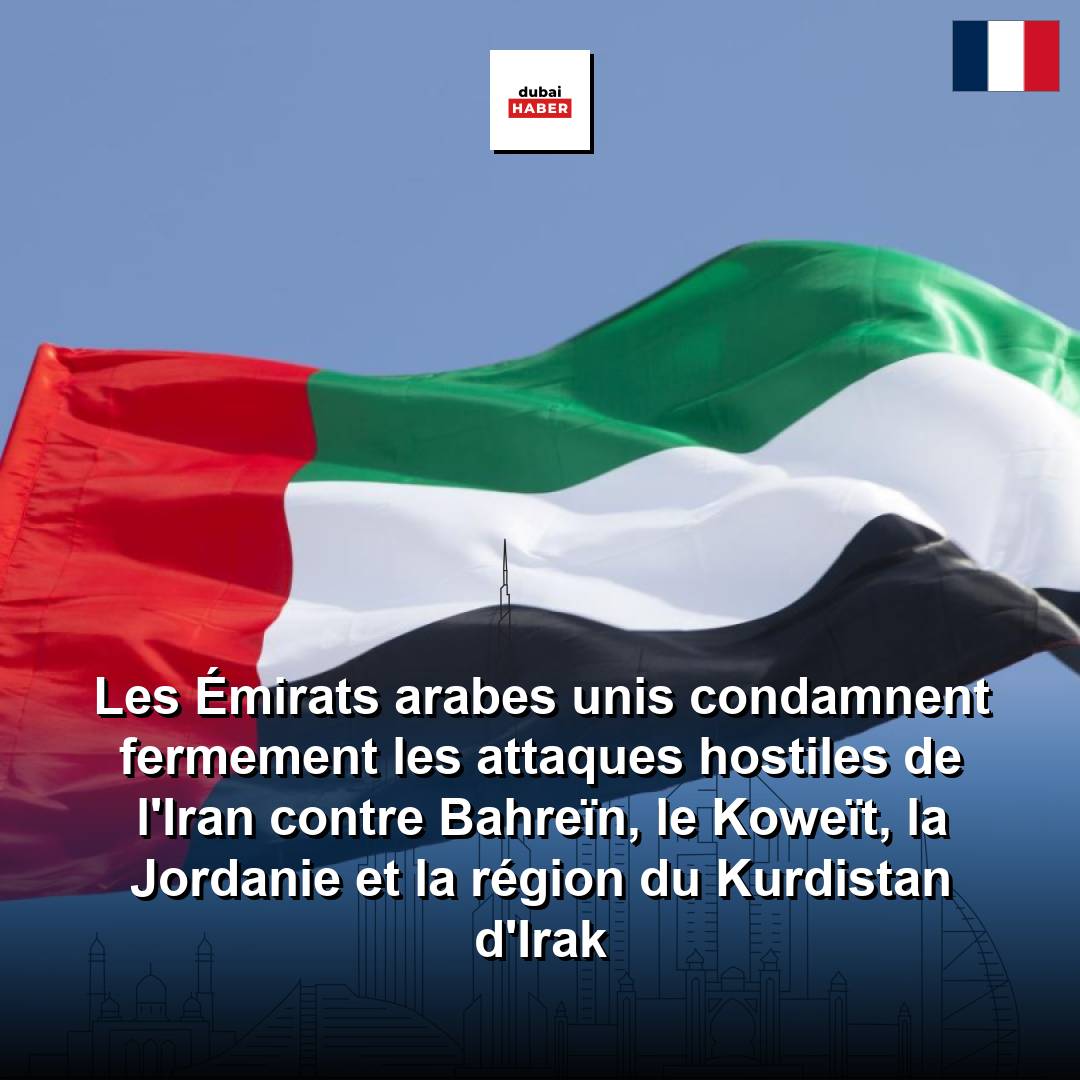 Les Émirats arabes unis condamnent fermement les attaques hostiles de l'Iran contre Bahreïn, le Koweït, la Jordanie et la région du Kurdistan d'Irak