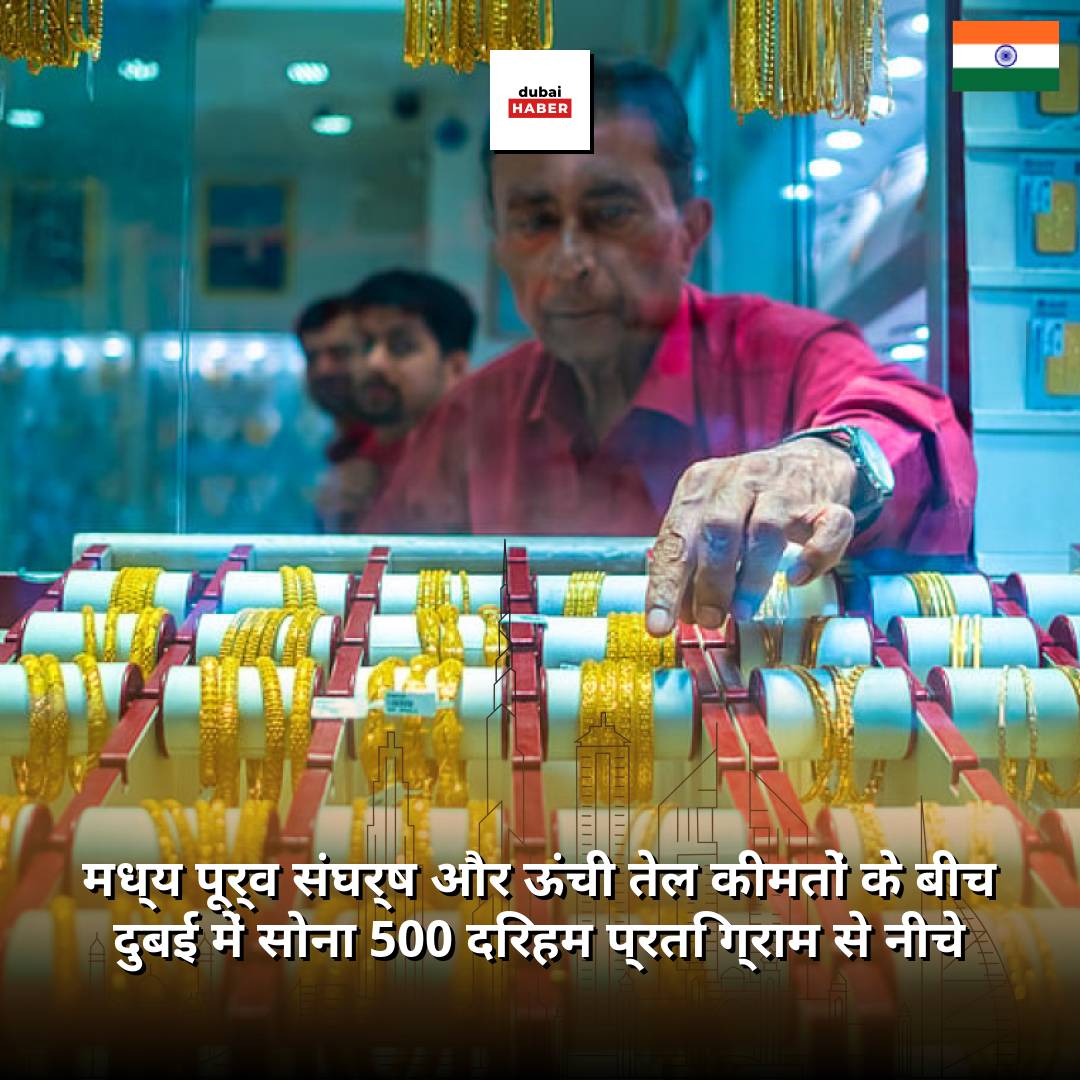 मध्य पूर्व संघर्ष और ऊंची तेल कीमतों के बीच दुबई में सोना 500 दिरहम प्रति ग्राम से नीचे
