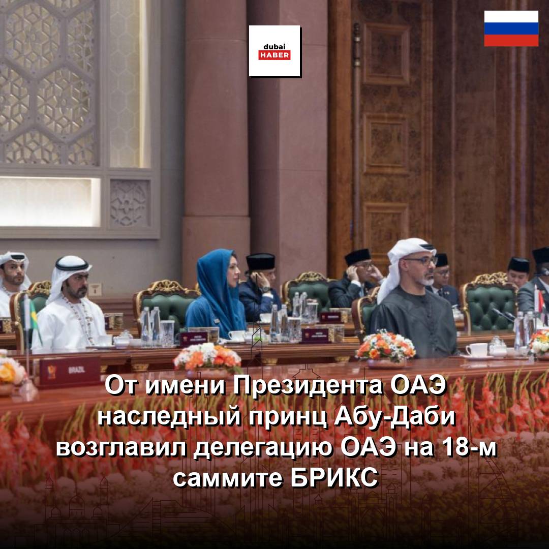 От имени Президента ОАЭ наследный принц Абу-Даби возглавил делегацию ОАЭ на 18-м саммите БРИКС
