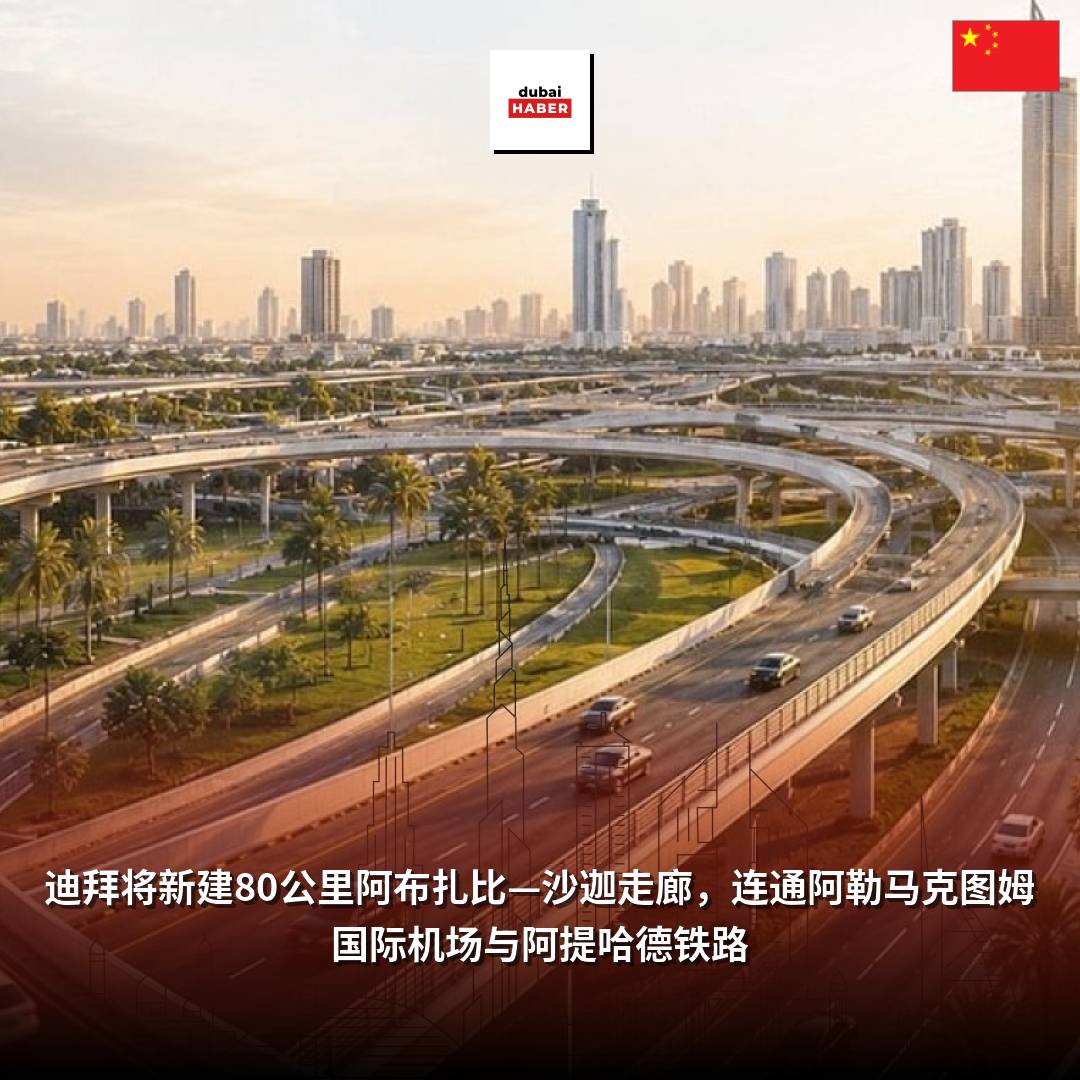 迪拜将新建80公里阿布扎比—沙迦走廊，连通阿勒马克图姆国际机场与阿提哈德铁路