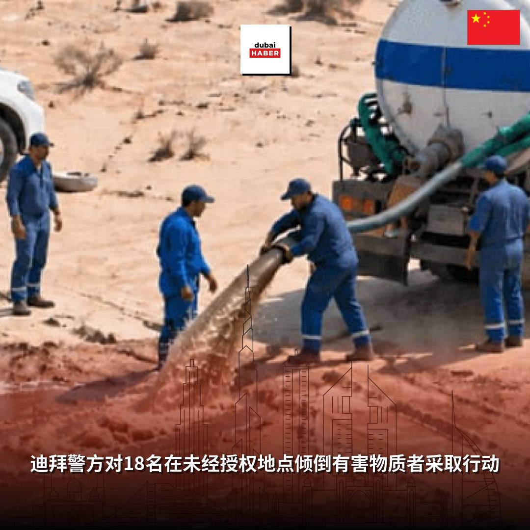 迪拜警方对18名在未经授权地点倾倒有害物质者采取行动