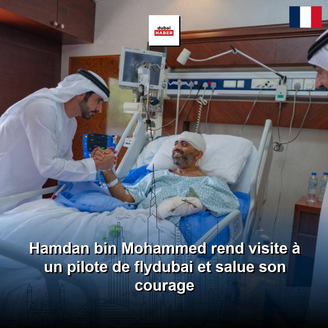 Hamdan bin Mohammed rend visite à un pilote de flydubai et salue son courage