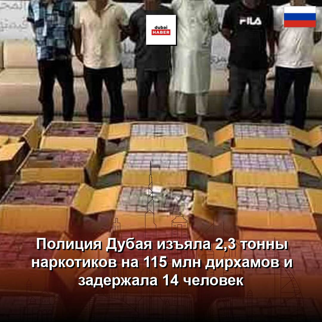 Полиция Дубая изъяла 2,3 тонны наркотиков на 115 млн дирхамов и задержала 14 человек
